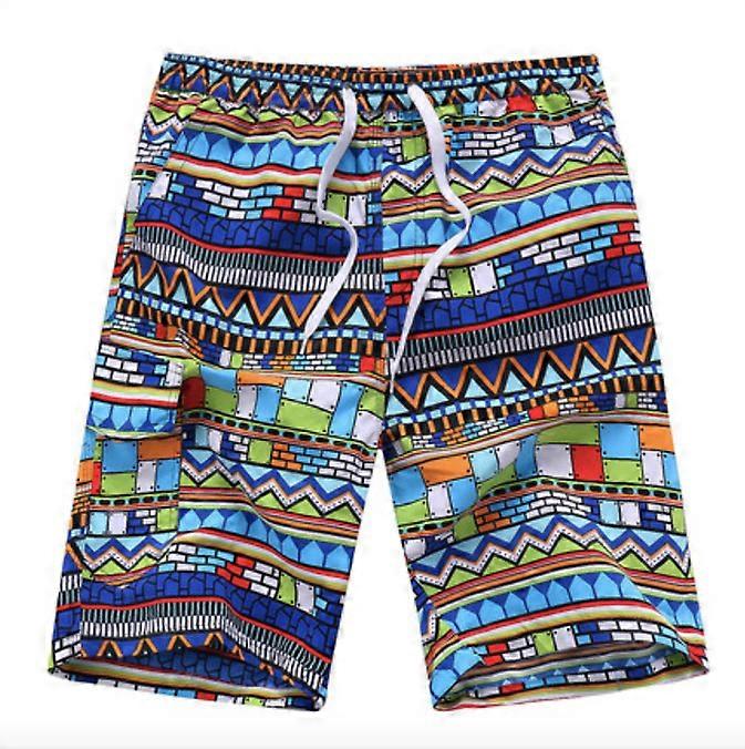 Quick-drying flower shorts gradient beach pants men's European and American plus size 5 five-point pants swimming trunks