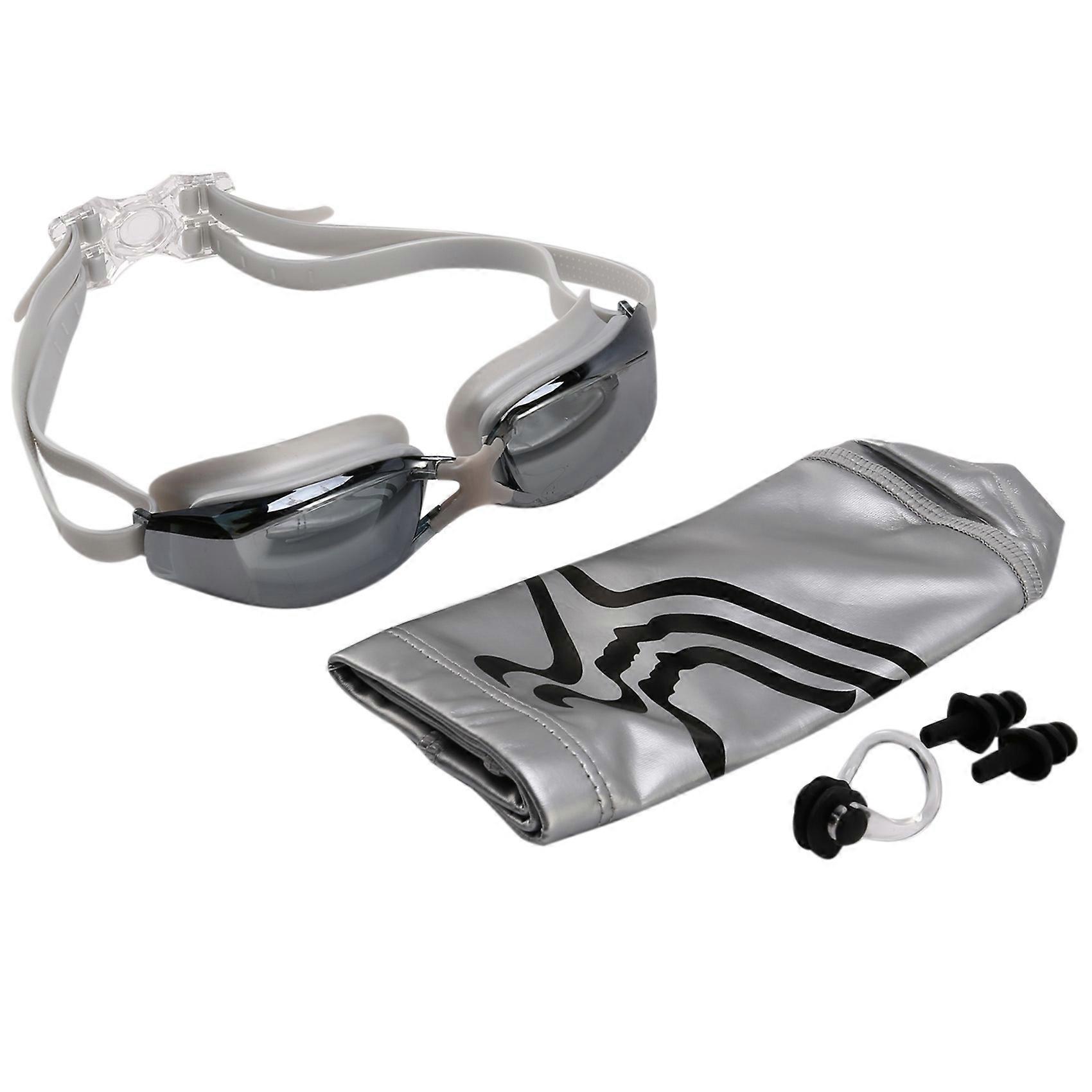 Swimming Cap 3 in 1 Goggles + Swimming Cap + Nose Clip Earplug Combination Kit Waterproof Unisex Sw