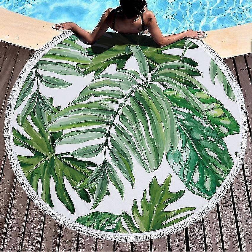 150cm Scandinavian Style Leafy Summer Round Beach Towel