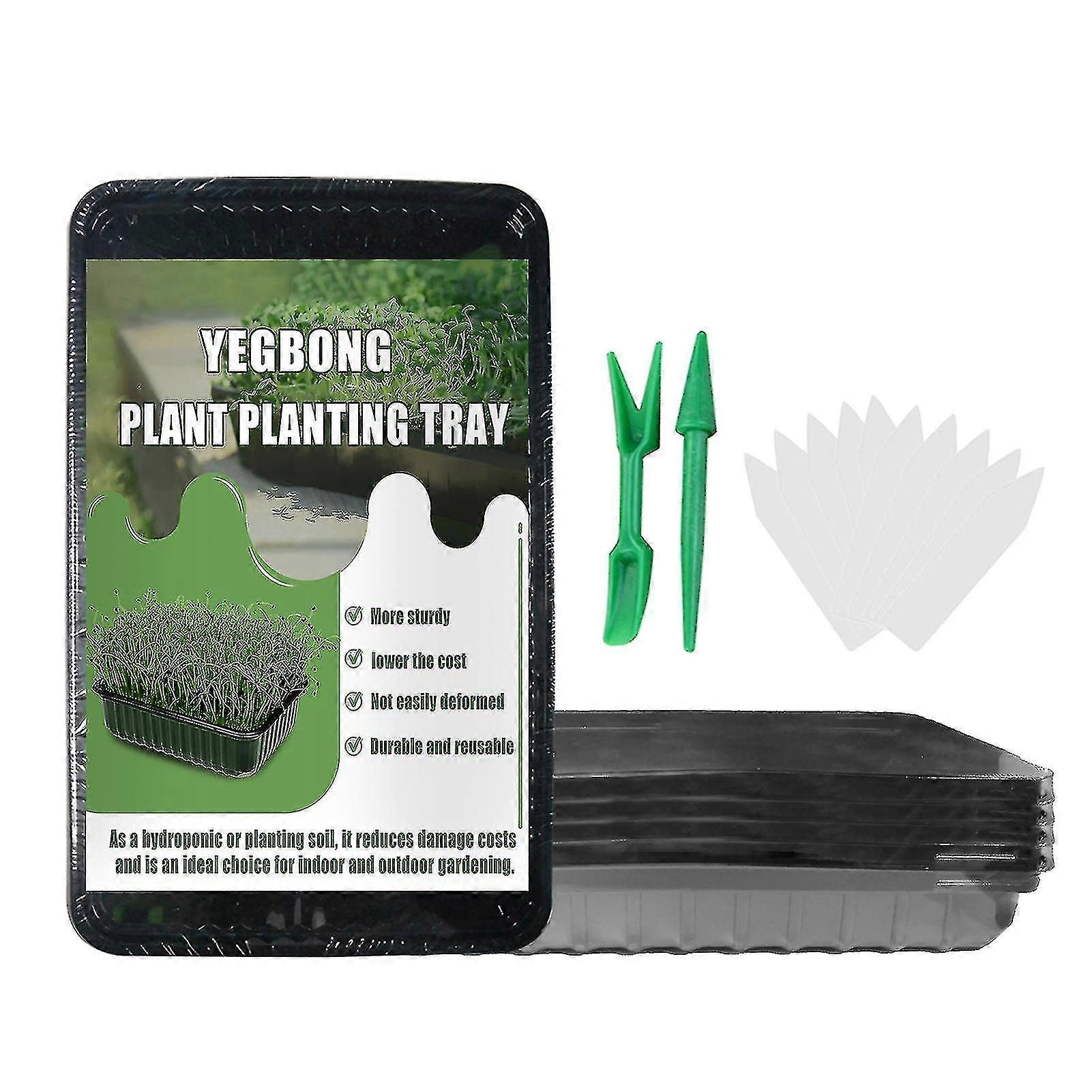 5 Pcs Black Growing Trays Without Drain Holes Rectangular Plastic Seed