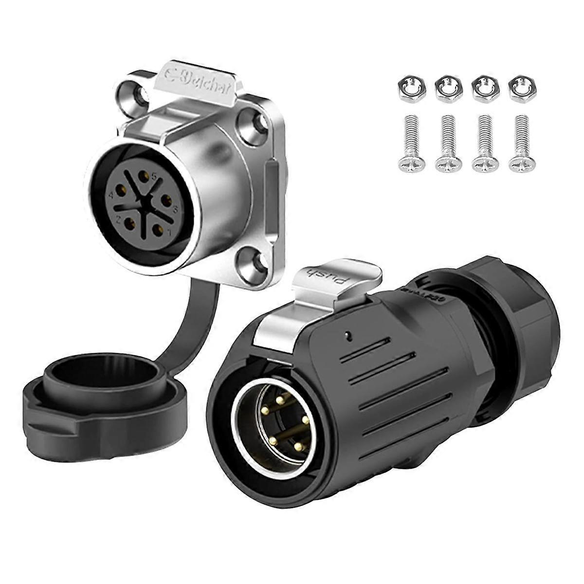 Industrial Waterproof Connector IP68 Quick Plugging Circular Connector Anti-Interference Shell Connector (5 Pin)