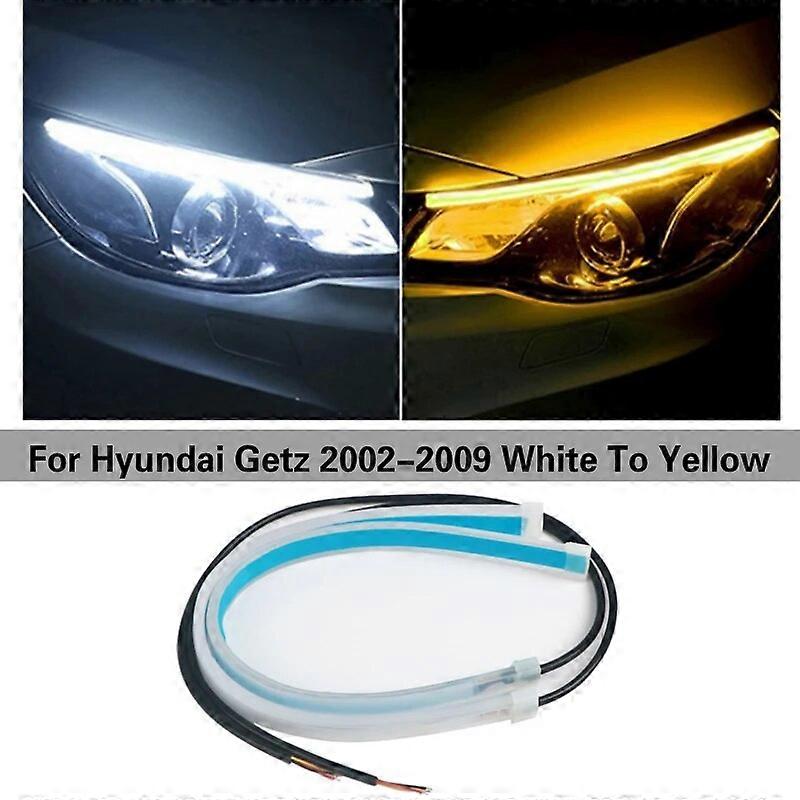 For Hyundai Getz 2002-2009 Car Daytime Running Light Flexible Strip 12V Auto Headlights White Turn Signal Brake Flow Lights 2pcsMotor Vehicle Lighting