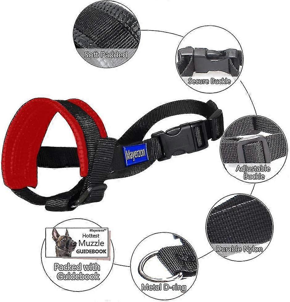 Dog Muzzle Nylon Soft Padding, Adjustable Loop, Black