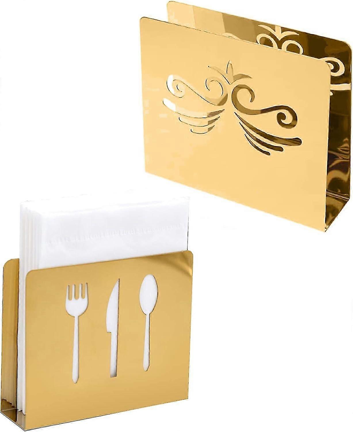 2 Pcs Porte-Serviettes en Papier (Or) Porte-Serviettes de Table en Acier Inoxydable, Support Serviette de Table, Distributeur de Serviettes en Pap