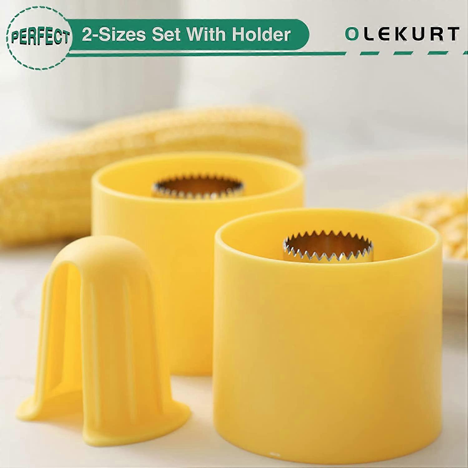 Cob Corn Stripper - 2-Sizes Set with Holder Corn Sheller, Cob Corn Peeler Tool