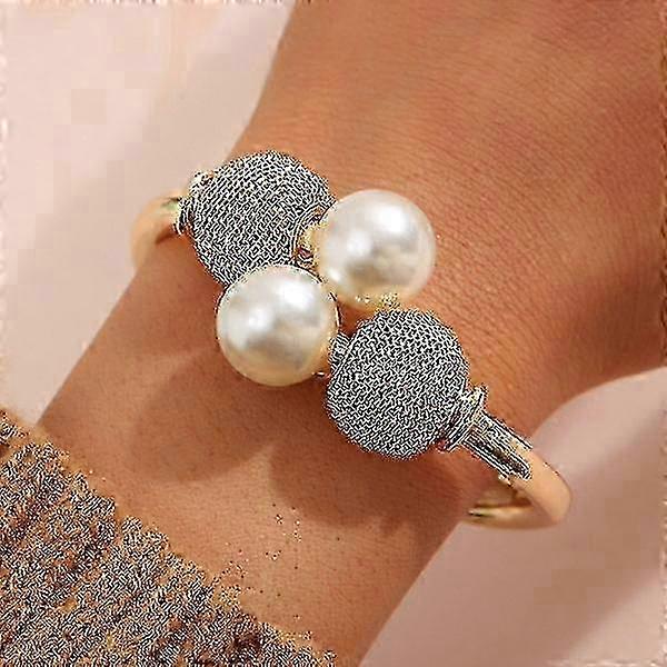 Pearl Color Cuff Bracelet Bracelet Open Adjustable For Women