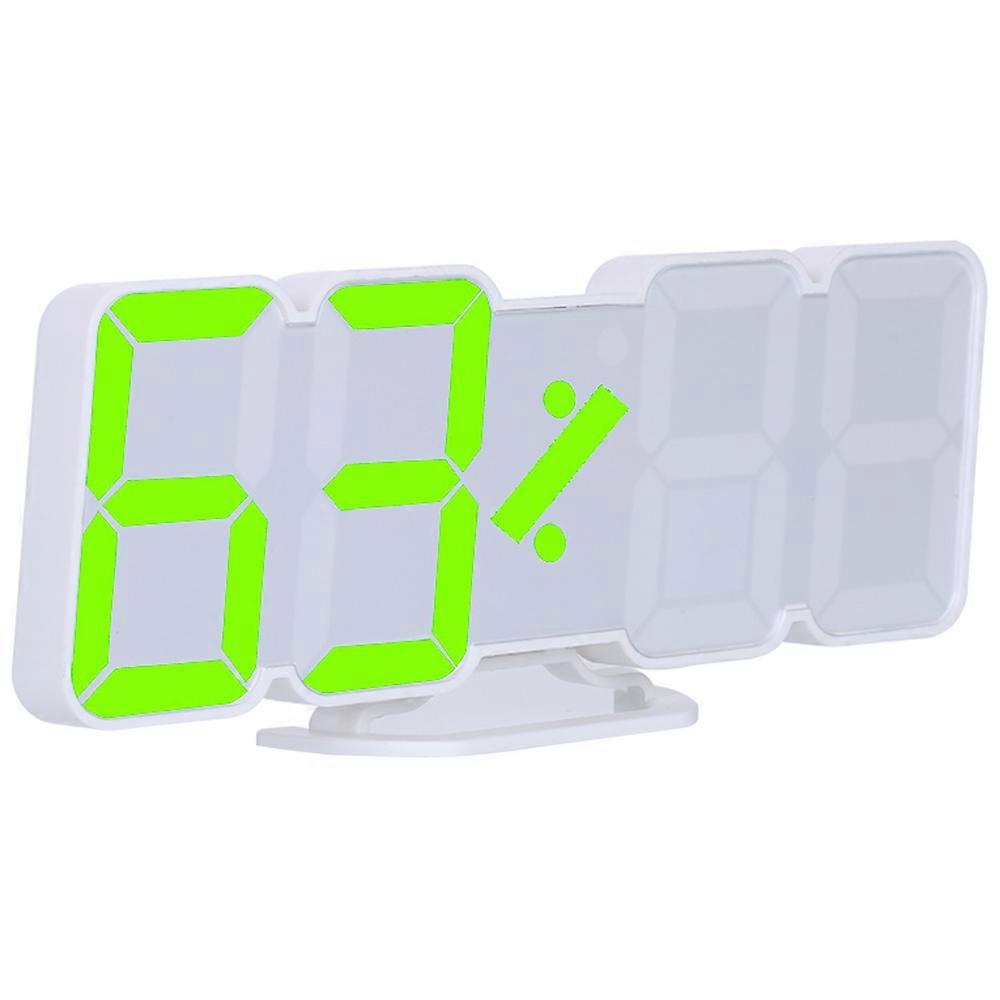 Alarm Clock Digital RGB LED USB Desktop Clock 3D Wall Clock 115 Colour Variable with Voice Control Function Time Temperature Date Display - White
