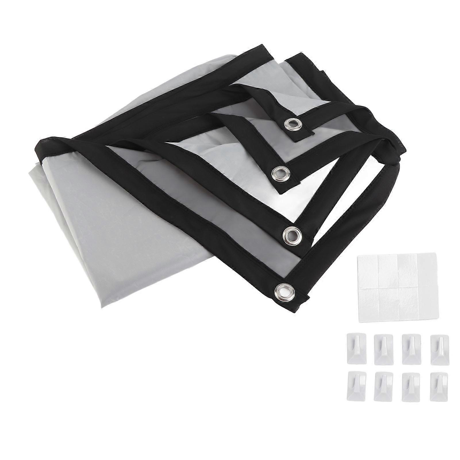 72 inch 16:9 Anti-Light Synthetic PVC Movie Projector Screen Foldable Portable Wall Mounted with Hooks for Home Theater Outdoor Indoor