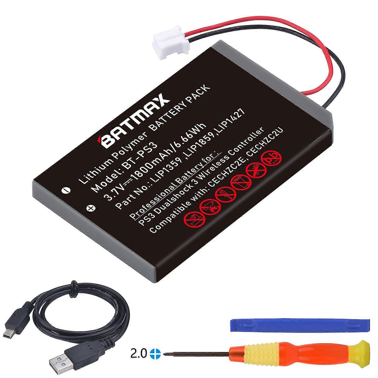 xj1800mAh PS3 Battery LIP1359 LIP1859 LIP1427 Battery Pack compatible with Sony Playstation 3 PS3 Dualshock 3 Bluetooth Controller