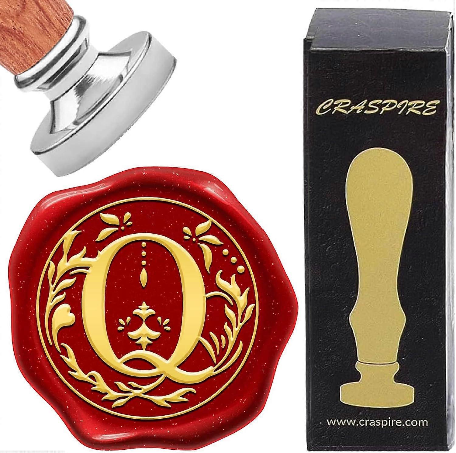 Letter Q Sealing Wax Stamp Retro Alphabet Initials Wax Seal Stamp Classic Vintage 26 Letters A-Z 25mm Removable Silver Plated Brass Head Wood Handle f