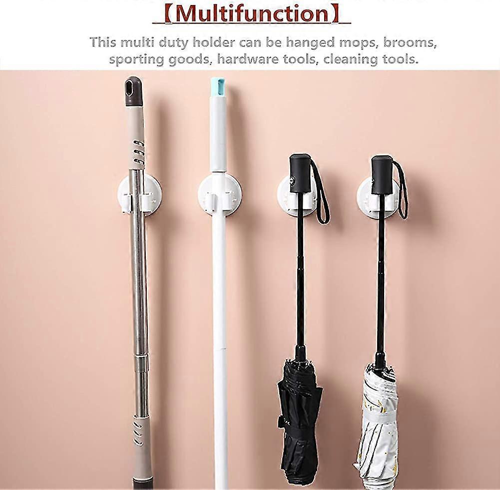 Multi-function Wall-mounted Mop Holder, Self-adhesive Mop Broom Holder