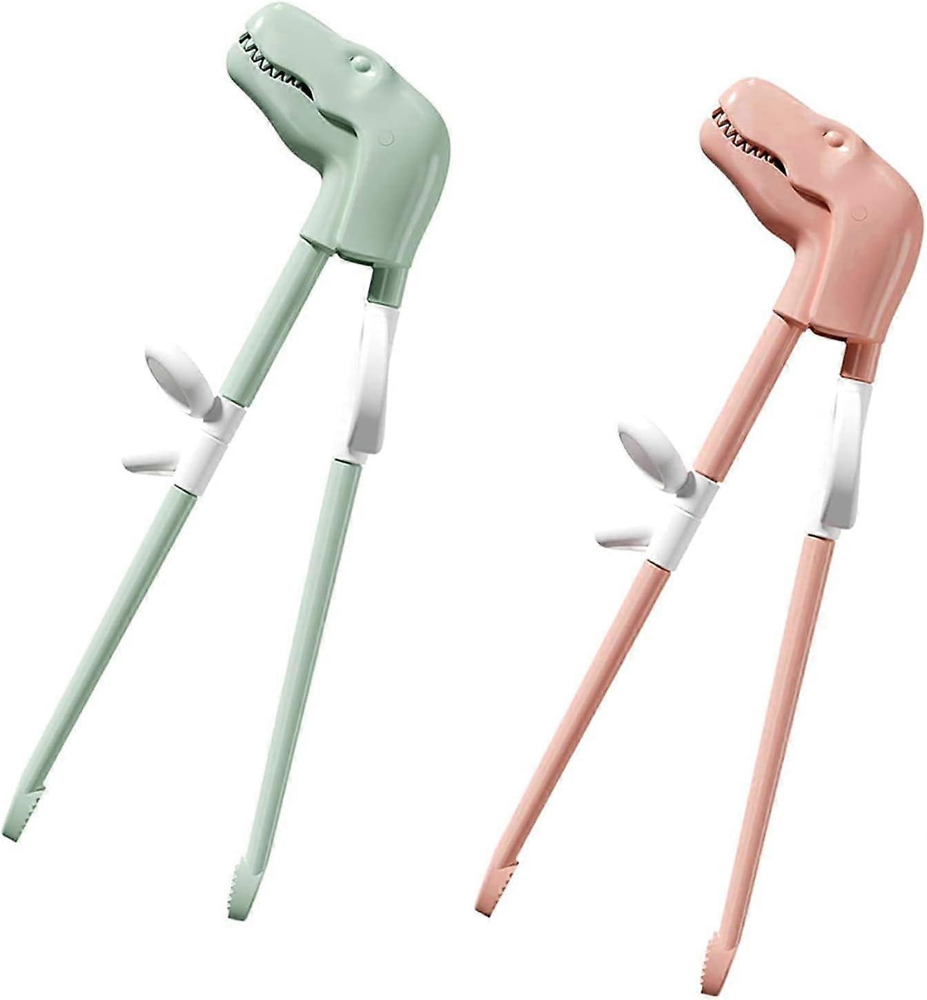Dinosaur Training Chopsticks,2pcs Chopsticks For Kids ,Reusable Chopsticks Learning Chopstick Helper,Pink+Green