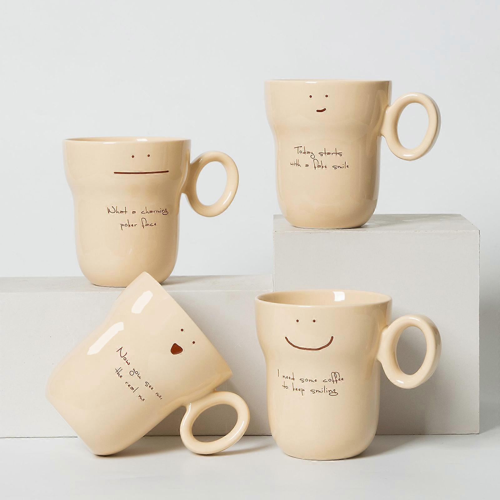 Funny Ceramic Coffee Mug Cute Light Brown Creative Unique Drinkware, 320ml