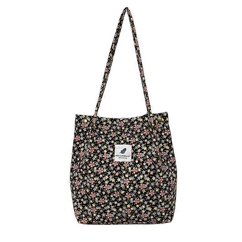 Women's Printed Handbag Casual Version Large Capacity Corduroy Canvas Bag Women's Travel Shopping Plush Shoulder Bag