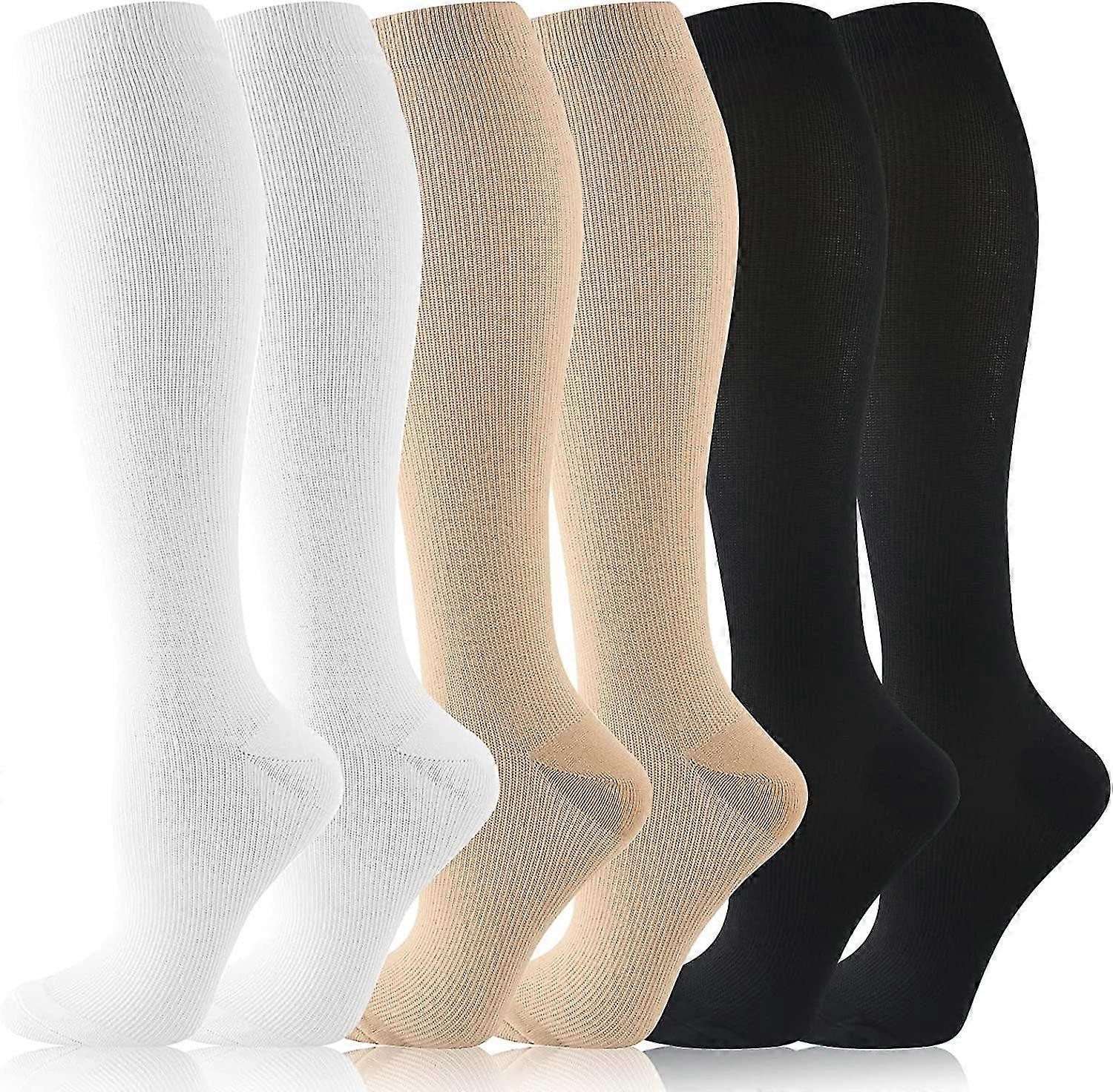 3 paia calze a compressione per donne uomo, calze a compressione alta al ginocchio, calze a pressione per infermieri che volano viaggio tw