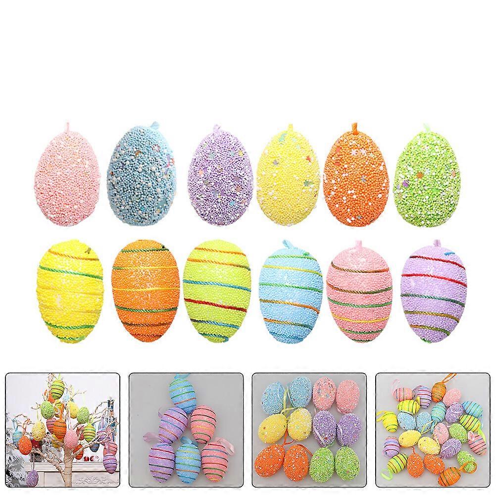 24pcs Easter Egg Ornaments Tree Decorations Hanging Egg Ornaments Easter Spring Party Pendant