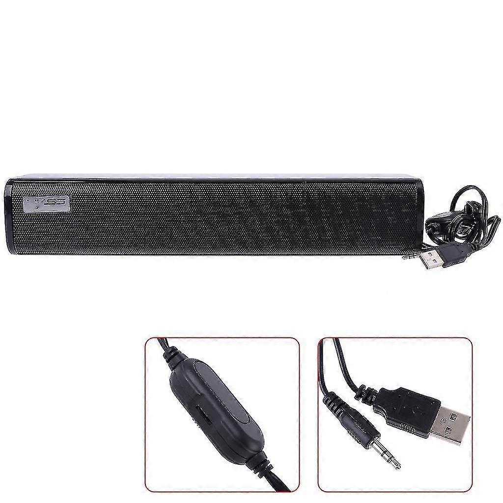 Desktop Strip Soundbar Speaker With 3.5mm Stereo Volume Control And Usb Powered
