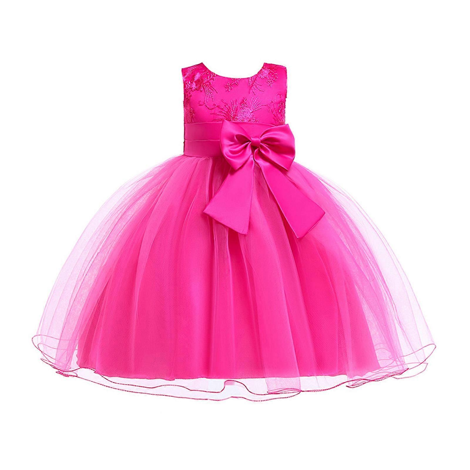 Nowe dziewczynki Koronkowe Hafty Sukienki Toddler Party Bowknot Tutu Suknia