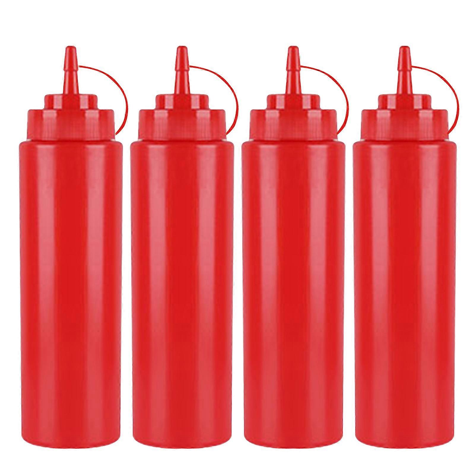 4Pcs Kitchen Plastic Seasoning Dispensing Bottles with Lid Multifunctional Pigment Squeeze Bottle 250ml BPA Free Condiment Squeeze Bottles for Liquids