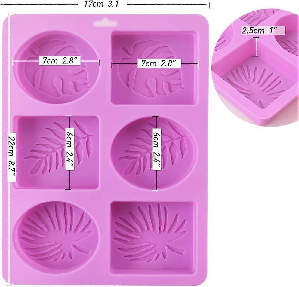 Rectangular and oval silicone soap molds with leaf motifs, set of 2
