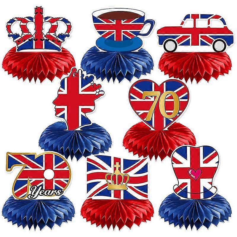 联合杰克禧年蜂巢中心装饰品精选女王爱国主义装饰品 70 周年皇冠派对桌