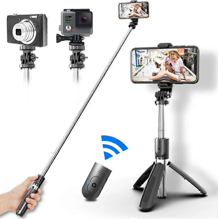 Trépied selfie stick sans fil extensible, selfie stick de téléphone avec télécommande Bluetooth