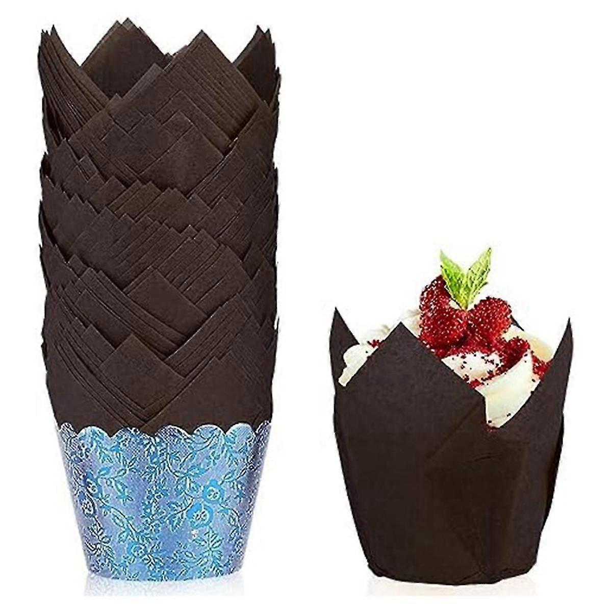 50 Pcs Tulip Cupcake Liners,tulip Baking Paper Cupcake & Muffin Liners Unbleached Baking Cups