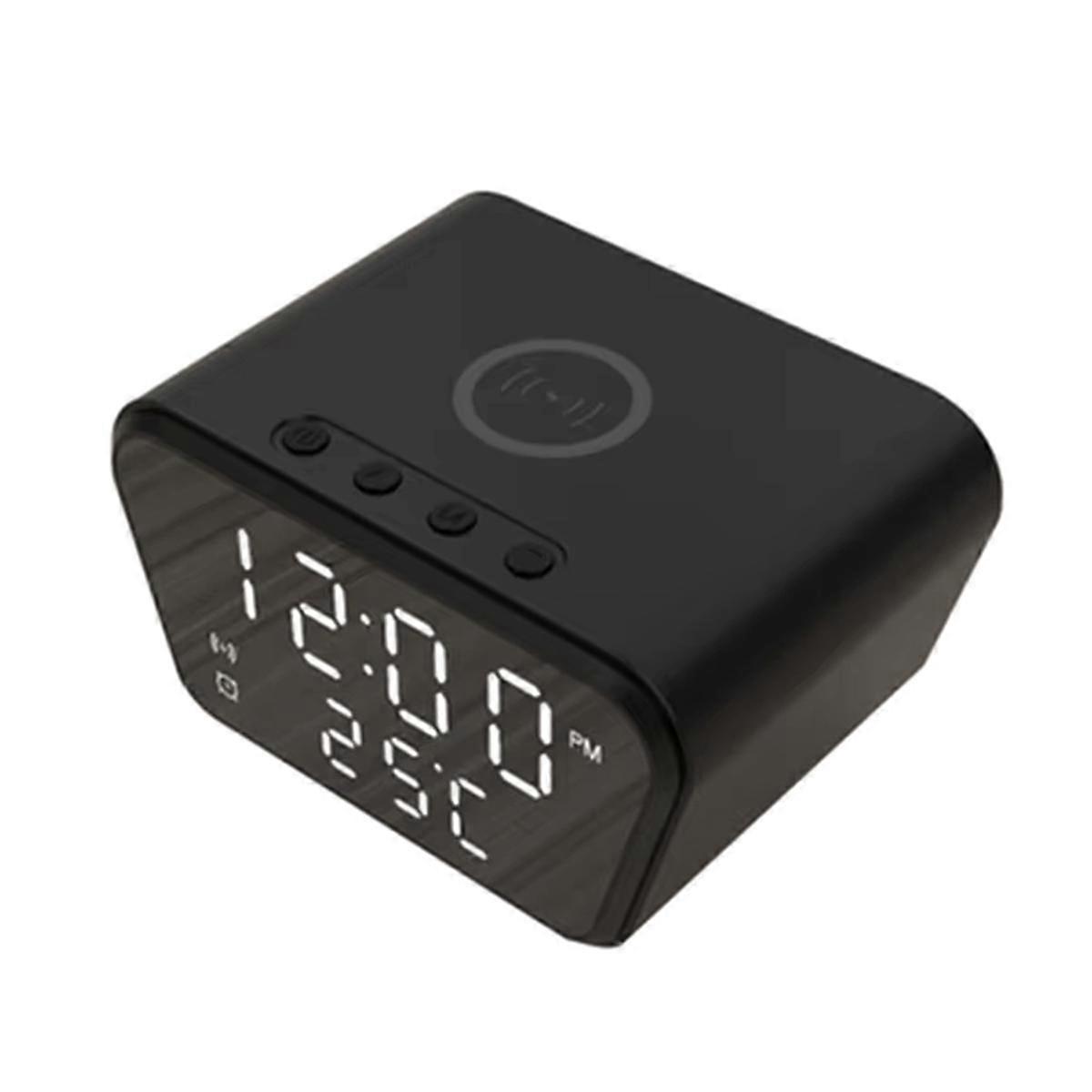 Alarm Clock 15W Intelligent Wireless Charger Time Calendar Temperature Display LED Digital Clock Bl