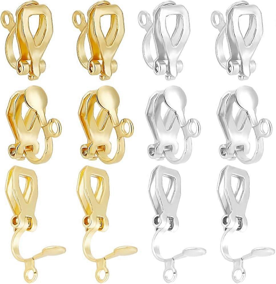 40Pcs 2 Colors Clip-on Earring Converter 18K Gold Plated Stainless Steel Non-Pierced Earring Findings Dangle Earring Clips with Easy Open Loop for DIY