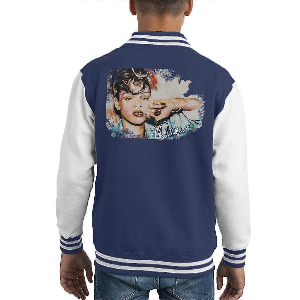 Sidney Maurer Original Portrait Of Rihanna Red Nails Kid's Varsity Jacket