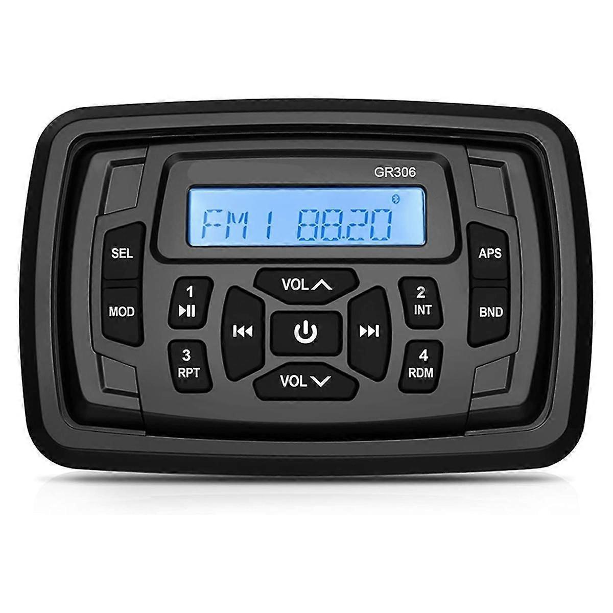 Marine Stereo Boat Radio Waterproof Bluetooth FM AM Digital Media Audio Player for Yacht Gauge ATV