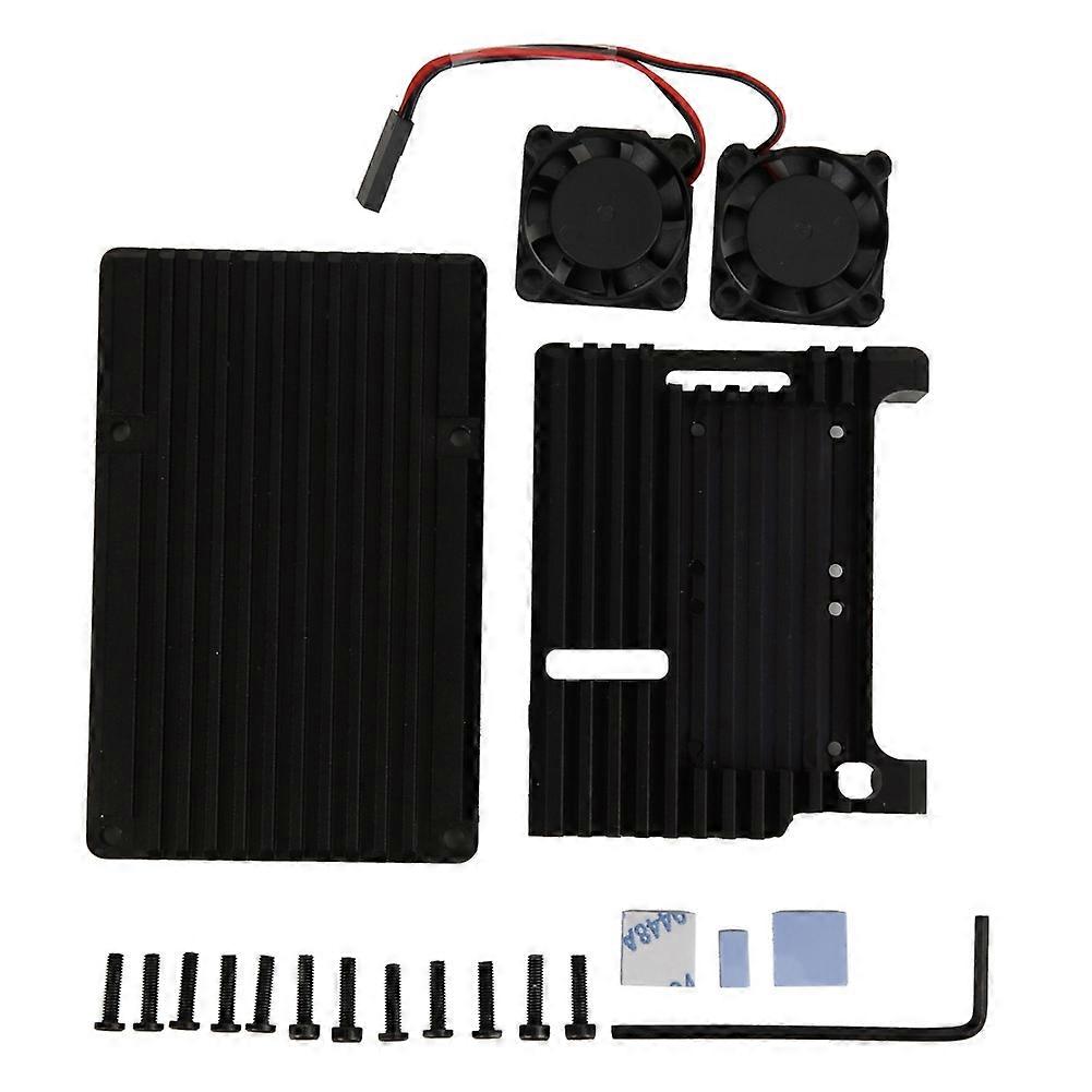 Design a doppia ventola in lega di alluminio nera adatto per Raspberry Pi 4 modello B / b