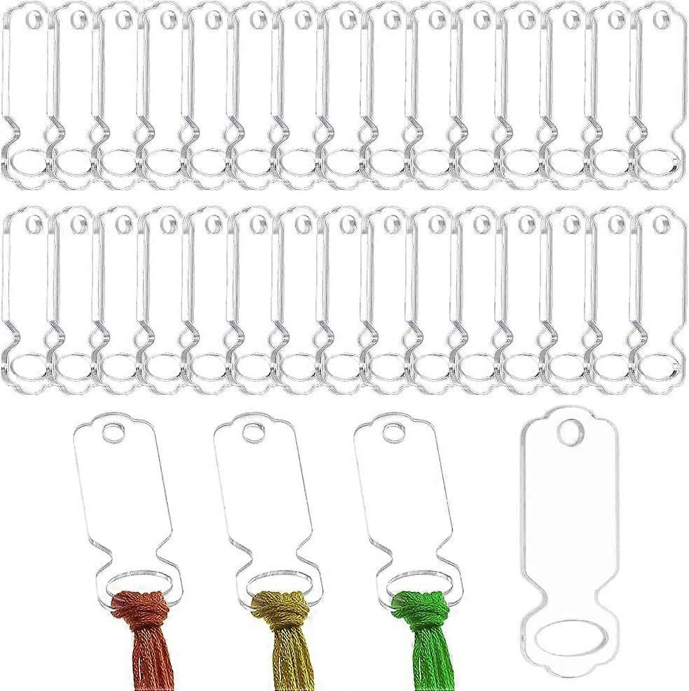 50pcs Acrylic Clear Thread Drops Rectangle Cross Stitch Thread Organizers Embroidery Floss Drop Organizer Thread Bobbins Bulk for DIY Craft Sewing Thr