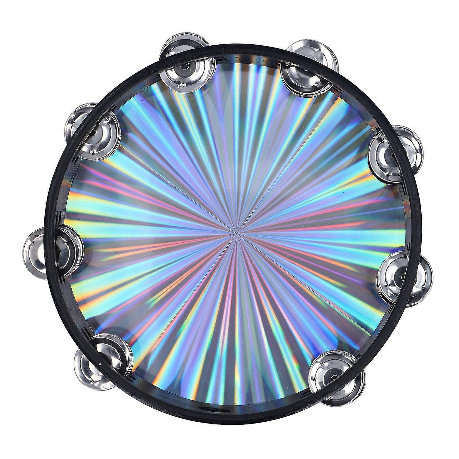 Radiant Tambourine Reflective Clear Crisp Sound Double Row Bell Drum Hand Percussion Instrument 10 I