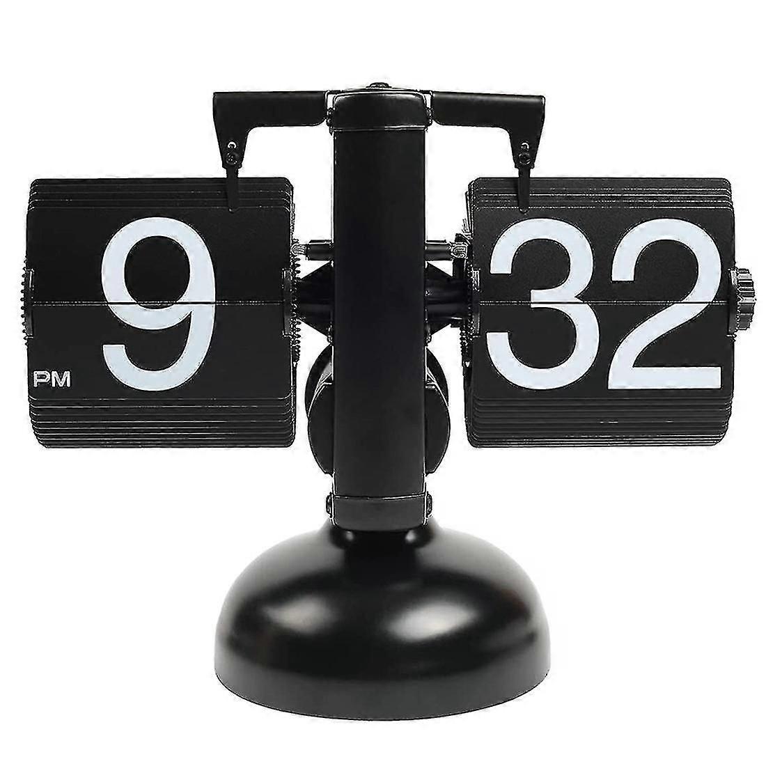 Flip Desk Clock - Home Office School Decoration, Black