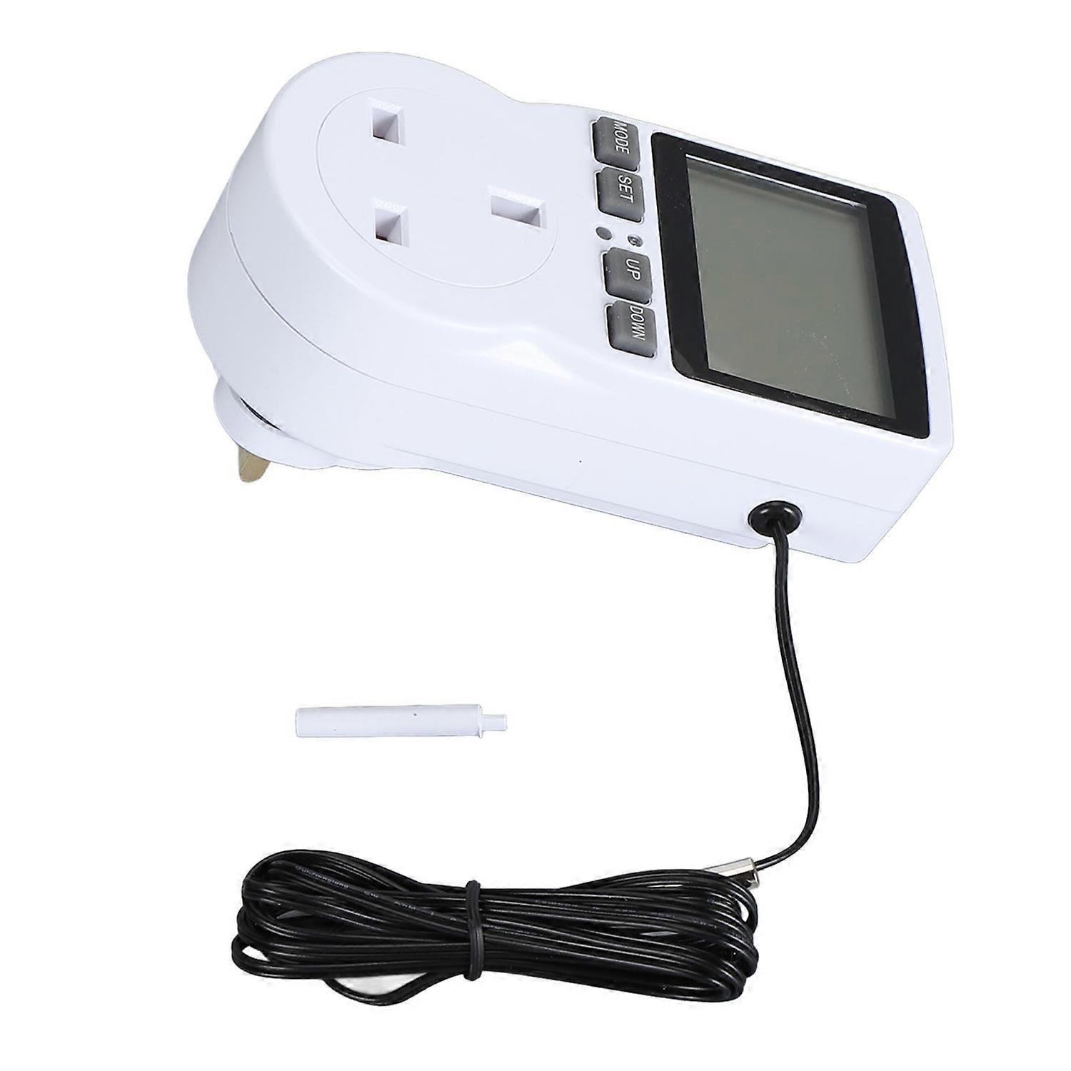 Plug Temperature Controller Outlet Backlit Digital Cooling and Heating Timer Plug with Sensor UK Plu