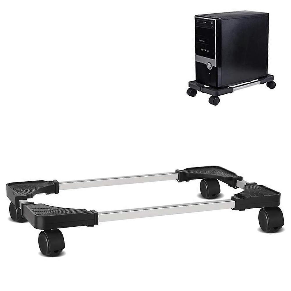 1 pcs Mobile CPU Stand Adjustable Computer Tower Stand with 4 Caster Wheels Fits Most PC (Black)