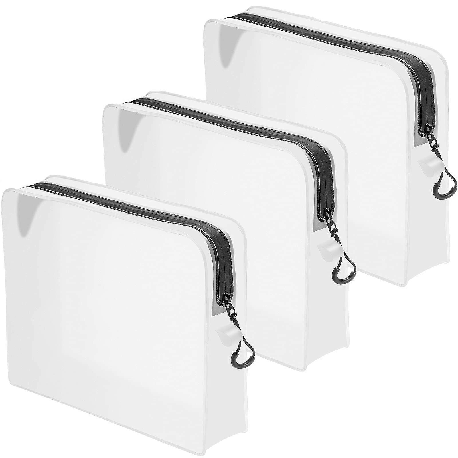 Clear Leak Proof Travel Bags for Toiletries 3 Pack, Soft BPA-Free, Zipper Closure, Semi-Clear Design