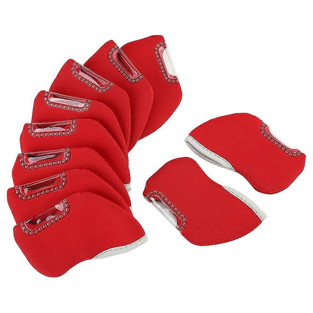 10 יחידות / סט אופנתי שימושי מגהצי גולף כיסוי ראש כיסוי מגן ראש כדור (אדום)