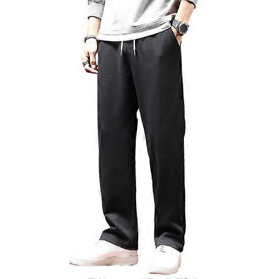 Autumn Casual Men Jogger Pants Loose Wide Leg Sweatpants Elastic Waist Drawstring Pockets Sport Pants