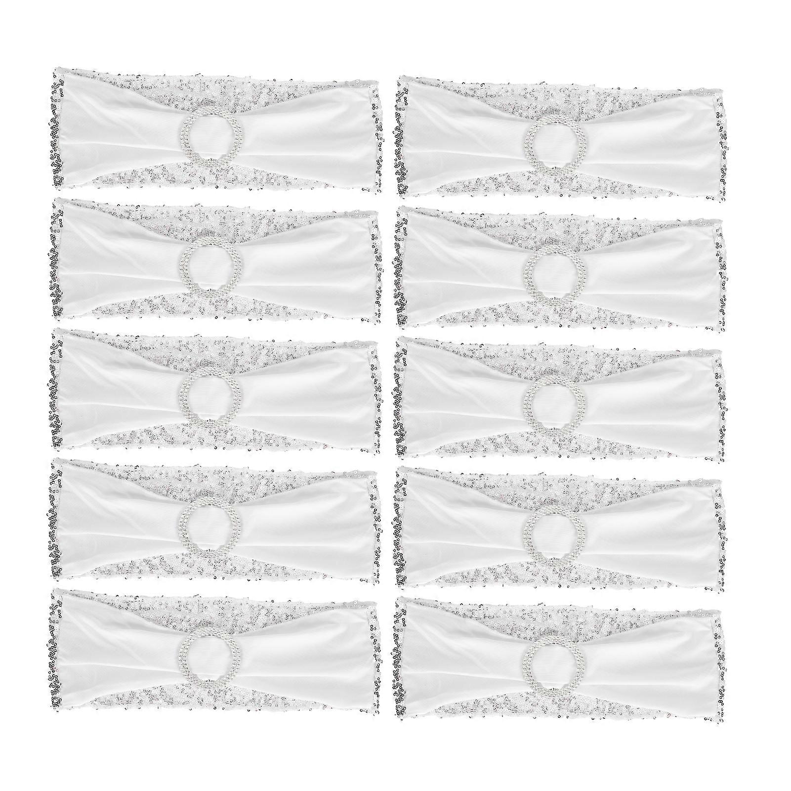10 buc scaun eșarfă lavabil elastic scaun capac bandă decorare set pentru banchet de petrecere de nuntă