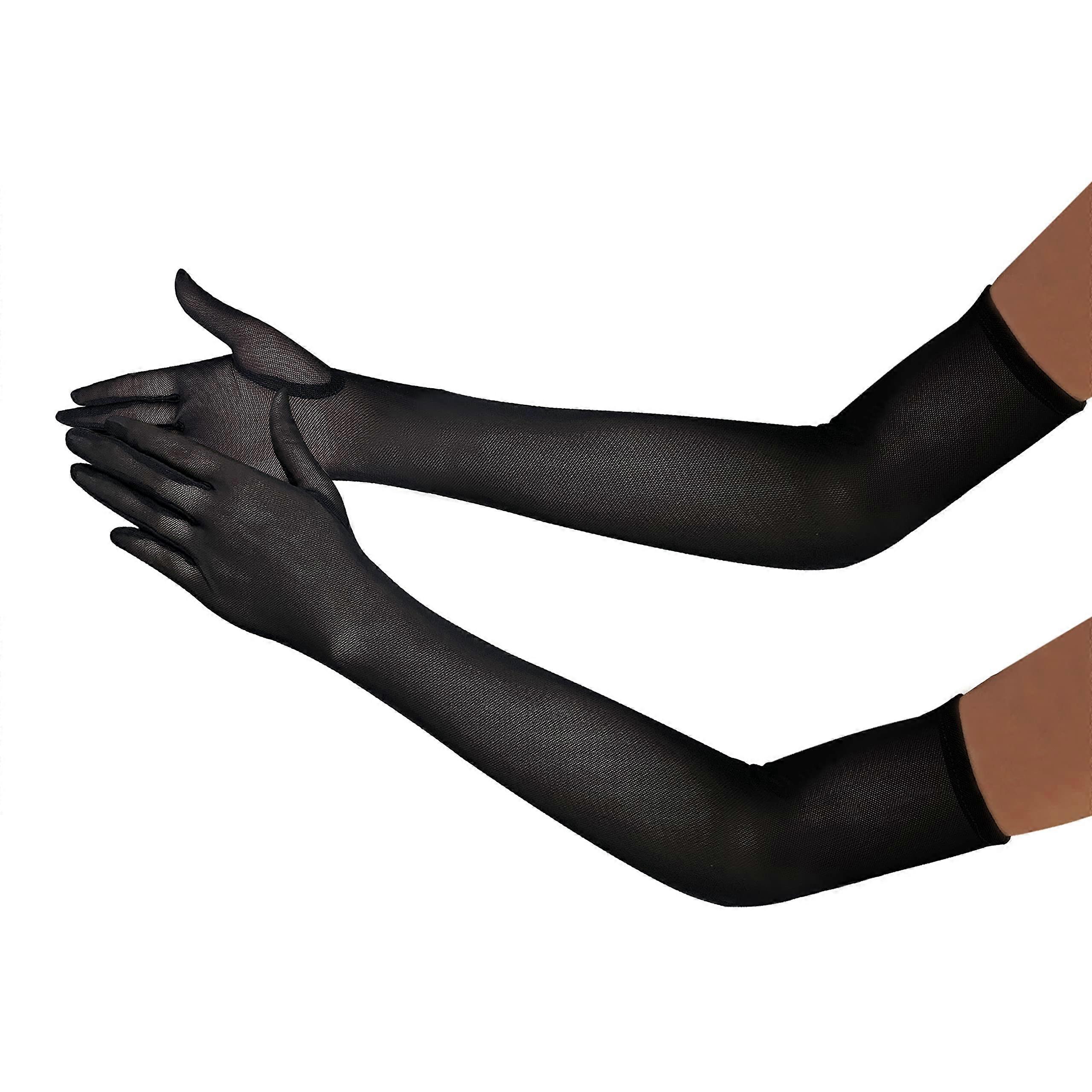 A pair of long transparent opera gloves for party elegant formal wear, 21.2 inches