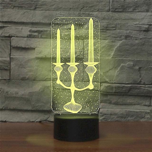 Candlestick Black Base Creative 3D LED Decorative Night Light, Powered by USB and Battery