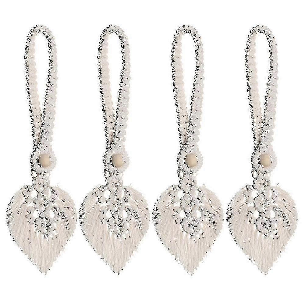 4pcs Rope Leaf Curtain Tie Backs Macrame Holdbacks Curtains & Voiles Tiebacks