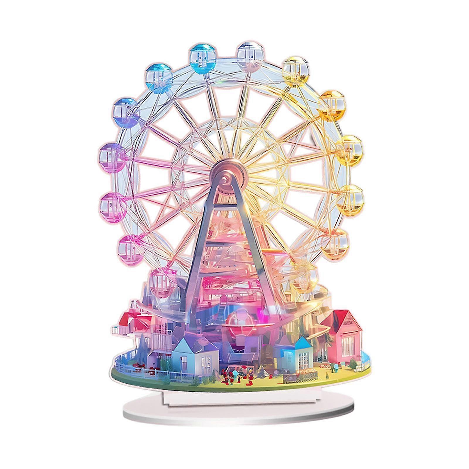 2D Flat Acrylic Ferris Wheel Pattern Table Sign with Bracket Tabletop Decoration