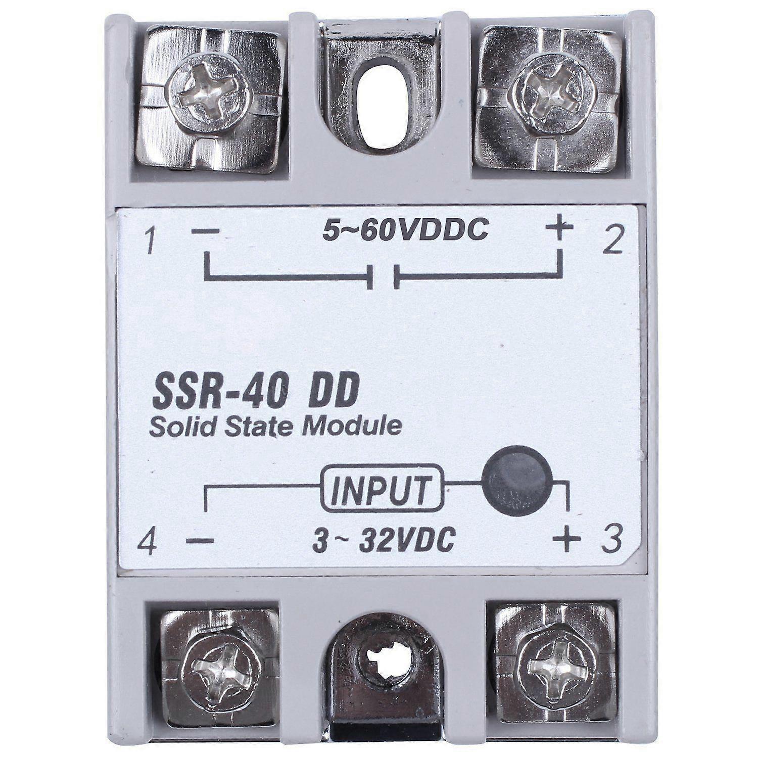 Enfaset solid state-relé DC-DC SSR-40DD 40A DC3-32V DC5-60V hvit + sølv