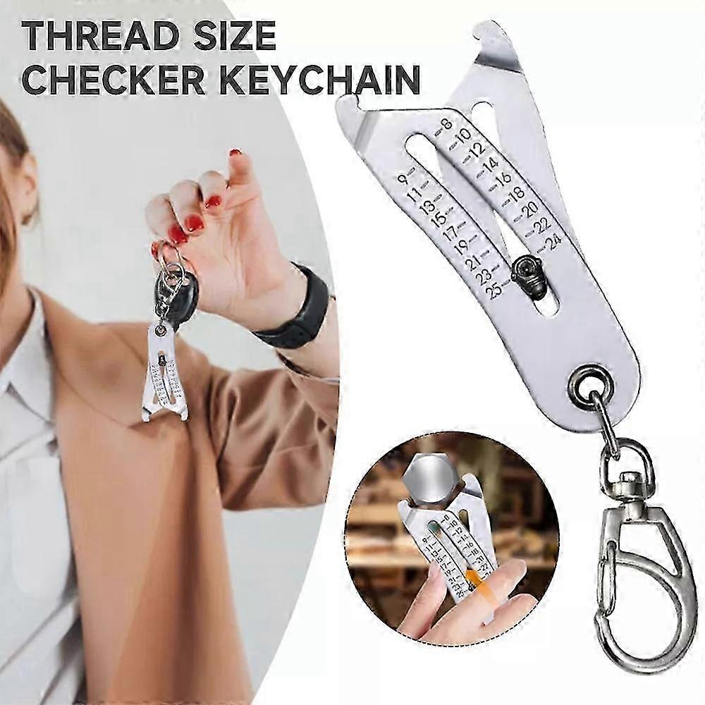Portable Precise Thread Size Checker Keychain Keyring Caliper Gauge Metric/Imperial Nuts and Screws Manual Measure Tools