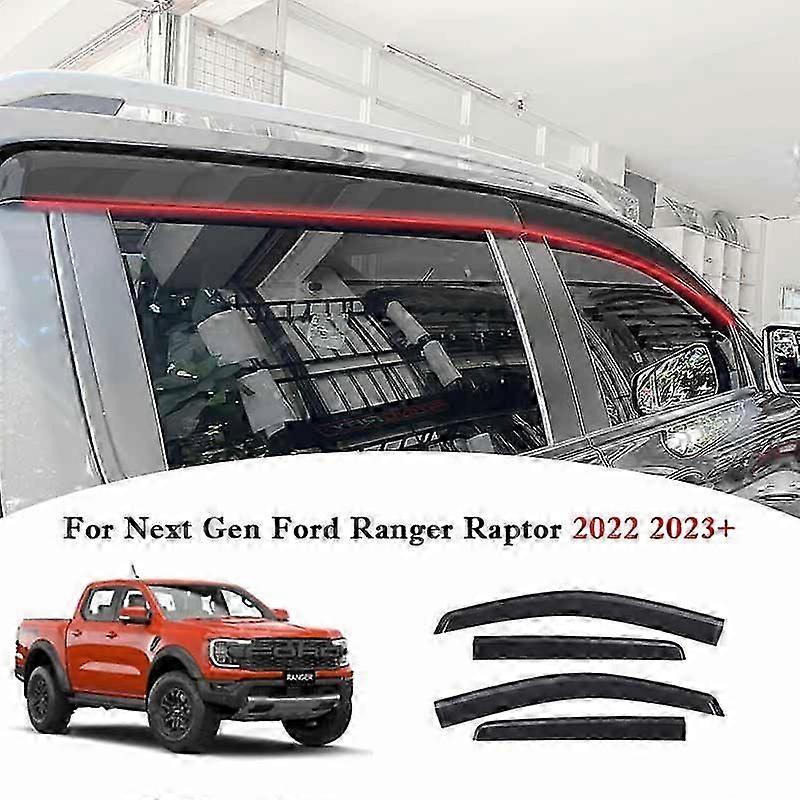 Window Visor Window Dflectors For Ford Ranger Raptor Next Gen 2022 2023+ Double Cabin Model Weather Shield Sun Rain Guard 4pcs
