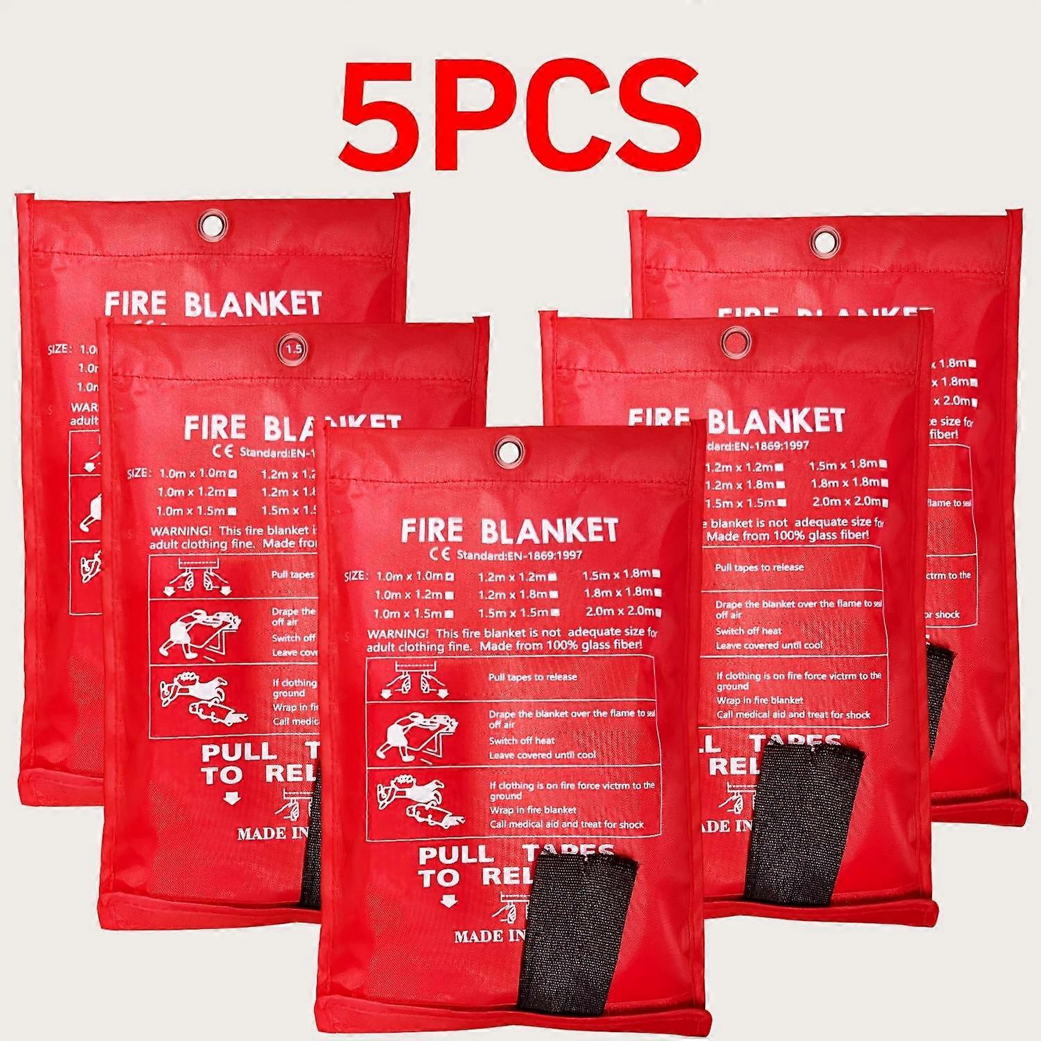 5 قطع قسط من الألياف الزجاجية بطانيات حريق الطوارئ - مقاومة للحرارة مثبطات اللهب مدمجة ودائمة F