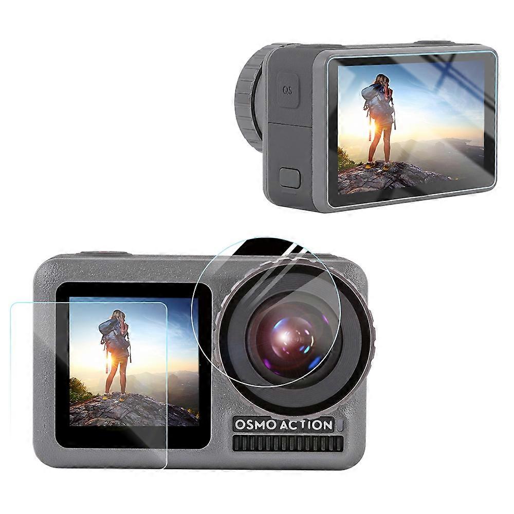 For DJI Osmo Action 3-in-1 Lens Front and Back LCD Display HD Protective Film